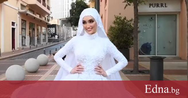 Сияеща в красива бяла рокля 29 годишната Себлани от Ливан позира