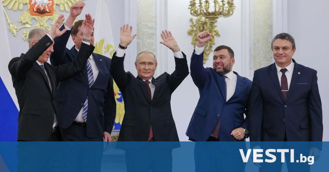 Руският президент Владимир Путин и ръководителите на т нар Донецка и